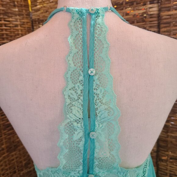 VTG Victoria’s Secret Silk Blend Nightgown Babydoll Chemise SZ S Racerback Blue - Picture 5 of 7